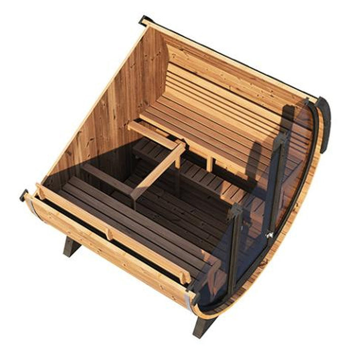 SaunaLife EE8G 6 Person Barrel Sauna WIth Dark Wood Features