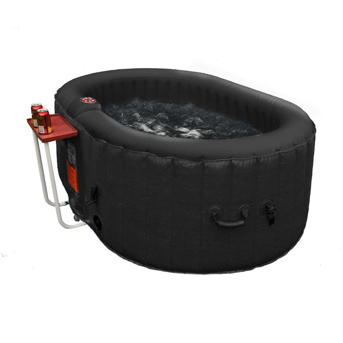 Aleko's 2-Person Oval Inflatable Hot Tub - Indulge with Drink Tray, Cover, and 145 Gallons of Blissful Soaking in Sleek Black Style