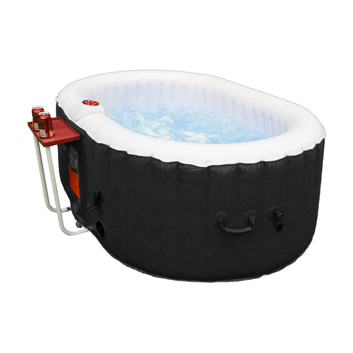 Aleko's 2-Person Inflatable Hot Tub Oasis with Drink Delight and Monochrome Elegance (145 Gallon Capacity)