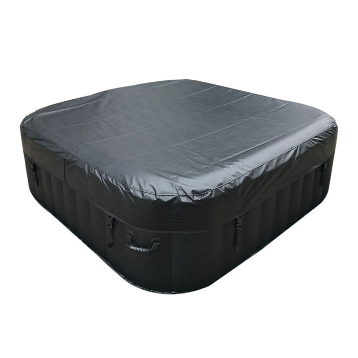 Aleko Square Inflatable Jetted Hot Tub with Cover - 6 Person - 265 Gallon - Black