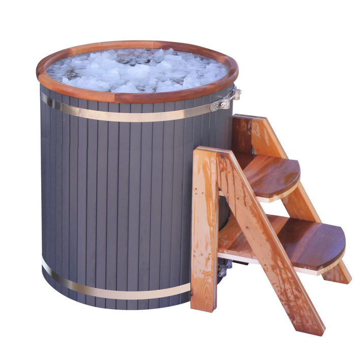 Aleko Outdoor Wooden Ice Bath Cold Plunge Tub | 118 Gallon Water Capacity | 33.5” x 31.5”