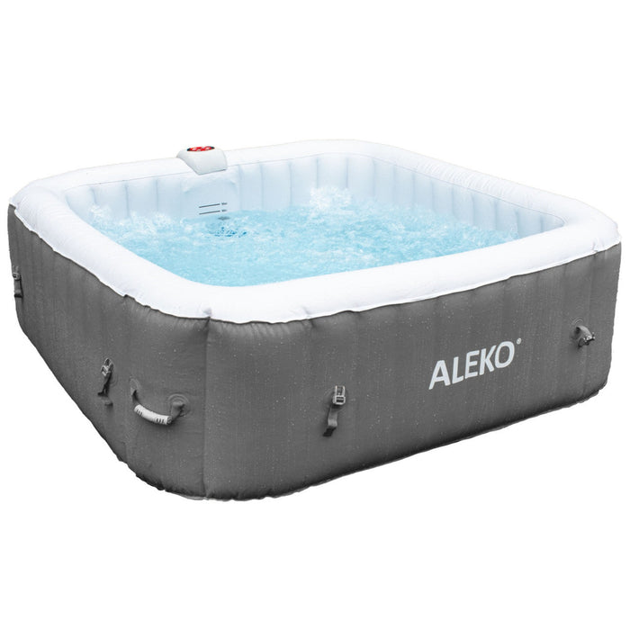 Aleko's 6-Person Square Inflatable Hot Tub, Complete with Cover and 265 Gallons of Pure Relaxation