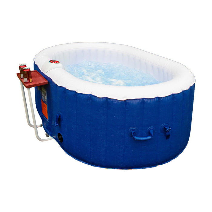 Aleko's 2-Person Oval Jetted Hot Tub with Drink Tray and Cover - Immerse in 145 Gallons of Blissful Relaxation in Elegant Dark Blue