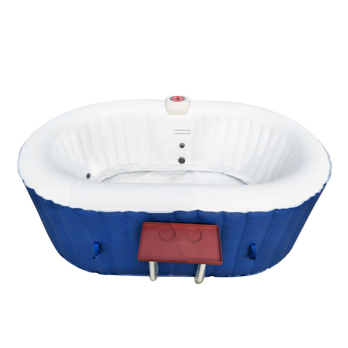 Aleko's 2-Person Oval Jetted Hot Tub with Drink Tray and Cover - Immerse in 145 Gallons of Blissful Relaxation in Elegant Dark Blue