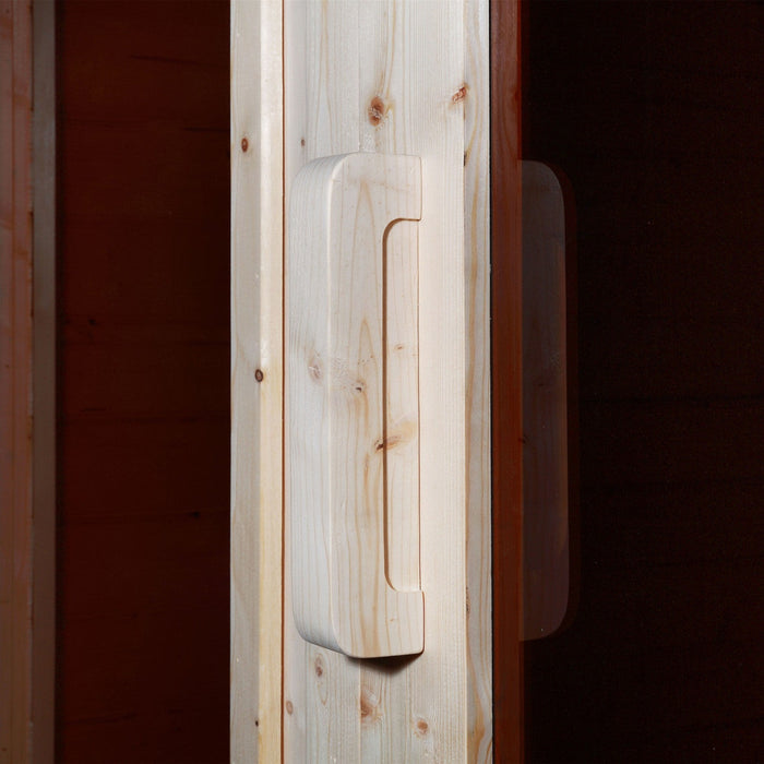 Aleko's White Finland Pine Sauna for 6-8, Ideal for Indoor or Outdoor Relaxation with Front Porch Canopy