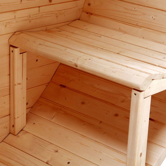 Aleko's White Finland Pine Sauna for 6-8, Ideal for Indoor or Outdoor Relaxation with Front Porch Canopy