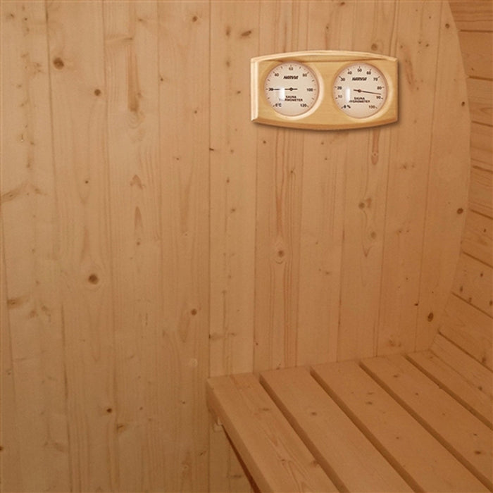 Aleko's White Finland Pine Sauna for 6-8, Ideal for Indoor or Outdoor Relaxation with Front Porch Canopy