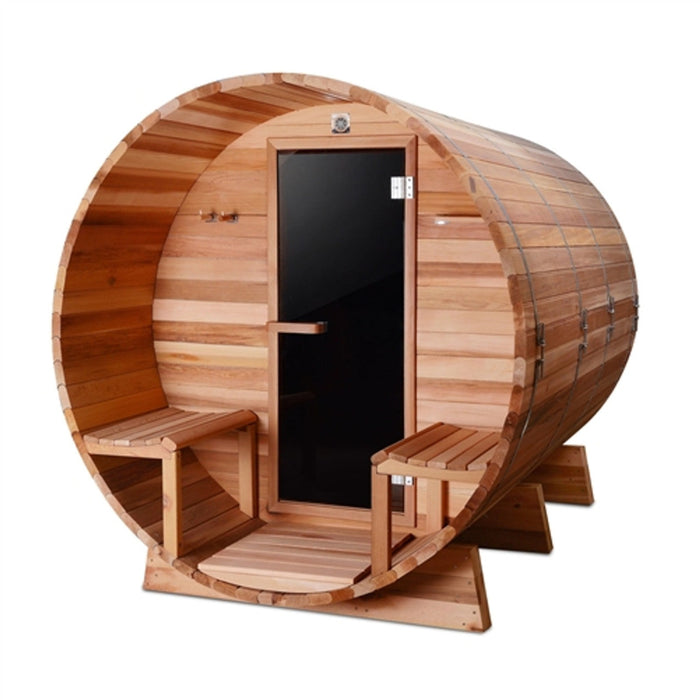 ALEKO's 6-8 Person Red Cedar Barrel Sauna for Year-Round Wet/Dry Pleasure, Indoors or Outdoors