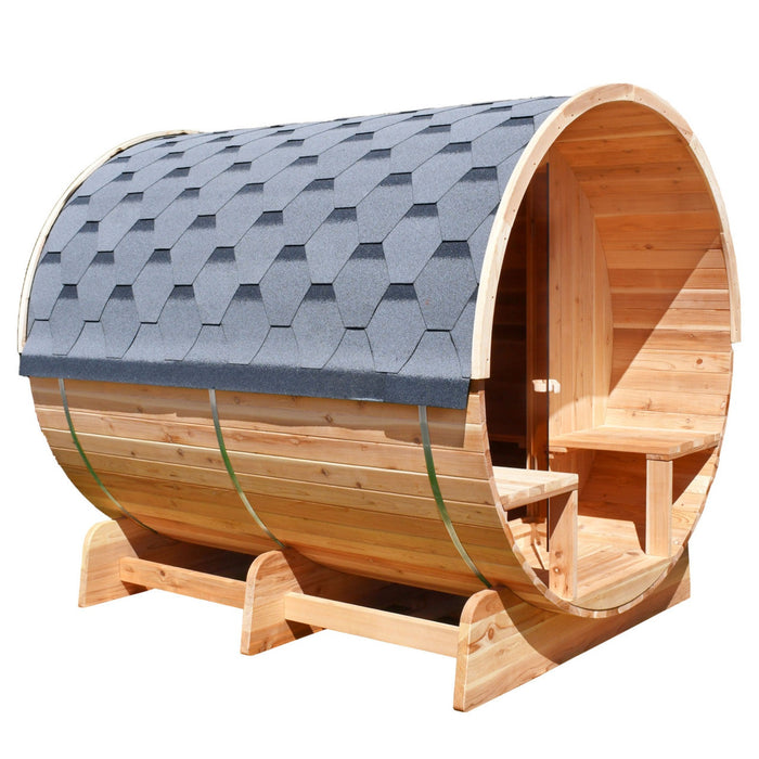 ALEKO's 6-8 Person Red Cedar Barrel Sauna for Year-Round Wet/Dry Pleasure, Indoors or Outdoors