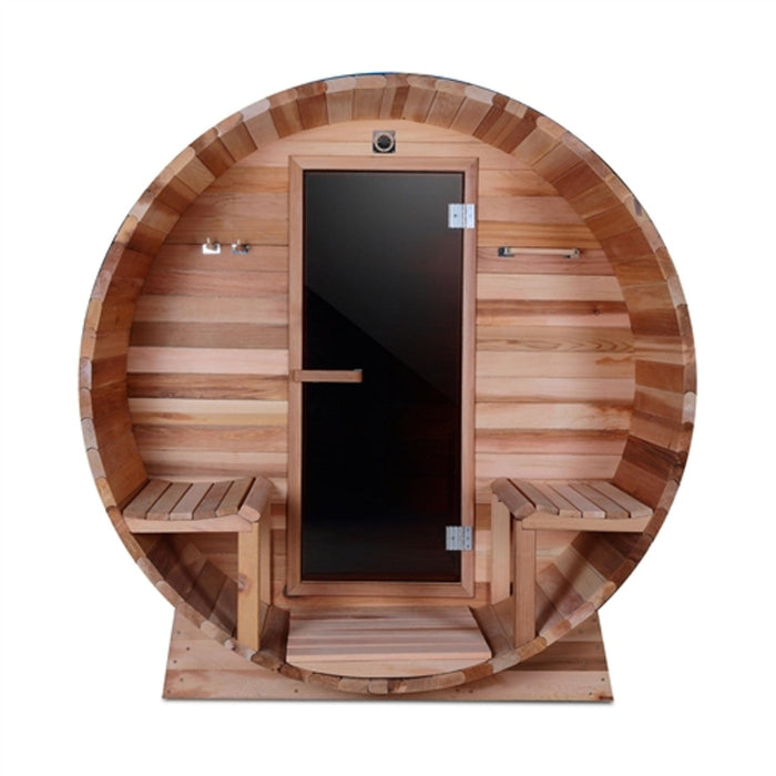 ALEKO's 6-8 Person Red Cedar Barrel Sauna for Year-Round Wet/Dry Pleasure, Indoors or Outdoors