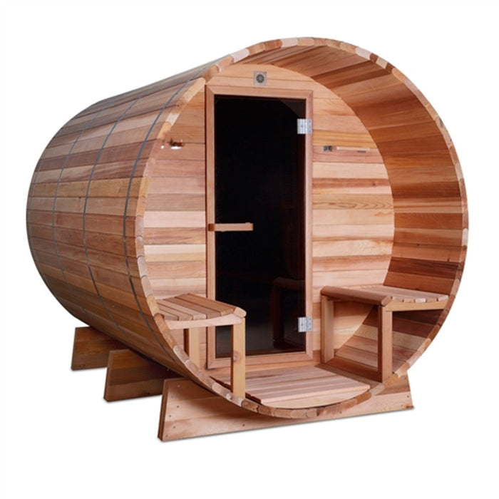 ALEKO's 6-8 Person Red Cedar Barrel Sauna for Year-Round Wet/Dry Pleasure, Indoors or Outdoors