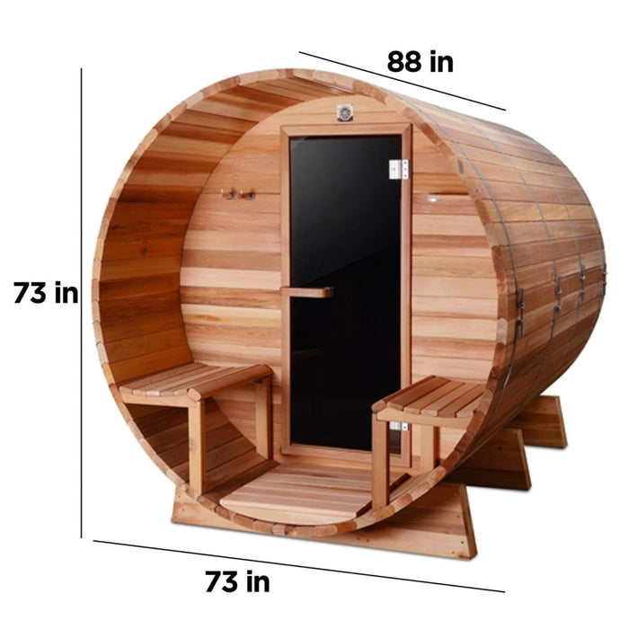 ALEKO's 6-8 Person Red Cedar Barrel Sauna for Year-Round Wet/Dry Pleasure, Indoors or Outdoors