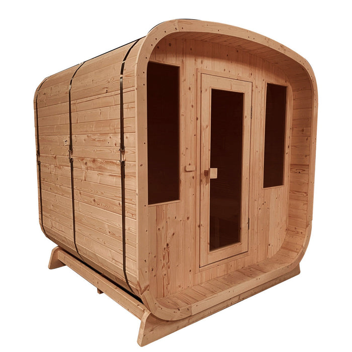 Aleko's 4-Person Outdoor Rustic Cedar Square Sauna with 4.5 kW UL Certified Electric Heater