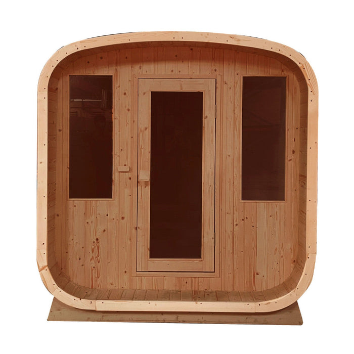 Aleko's 4-Person Outdoor Rustic Cedar Square Sauna with 4.5 kW UL Certified Electric Heater