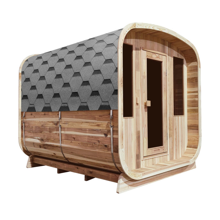 Aleko's 4-Person Outdoor Rustic Cedar Square Sauna with 4.5 kW UL Certified Electric Heater