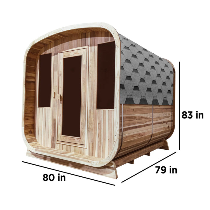 Aleko's 4-Person Outdoor Rustic Cedar Square Sauna with 4.5 kW UL Certified Electric Heater