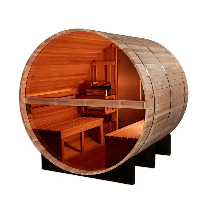 Golden Designs Unveiling the Zurich 4-Person Barrel in Traditional Sauna Splendor