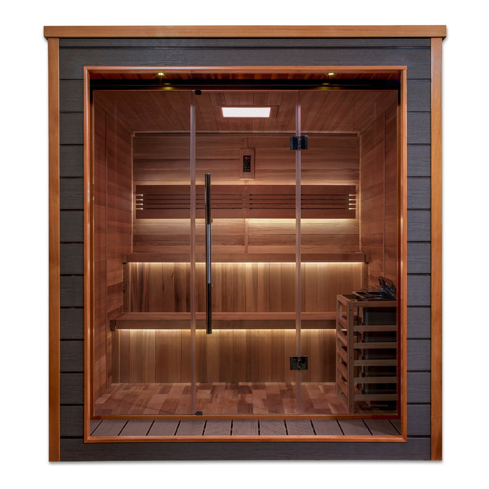 Golden Designs' 6-Person Traditional Sauna Featuring a Luxurious Canadian Red Cedar Interior