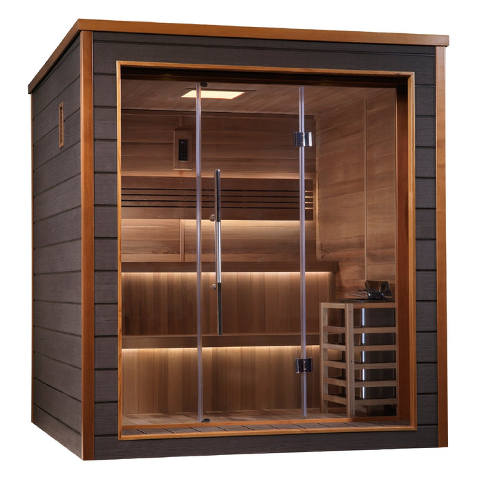 Golden Designs' 6-Person Traditional Sauna Featuring a Luxurious Canadian Red Cedar Interior