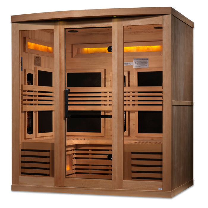 Golden Designs 6-Person Infrared Sanctuary of PureTech™ Brilliance with Himalayan Salt Oasis (Crafted from Canadian Hemlock)