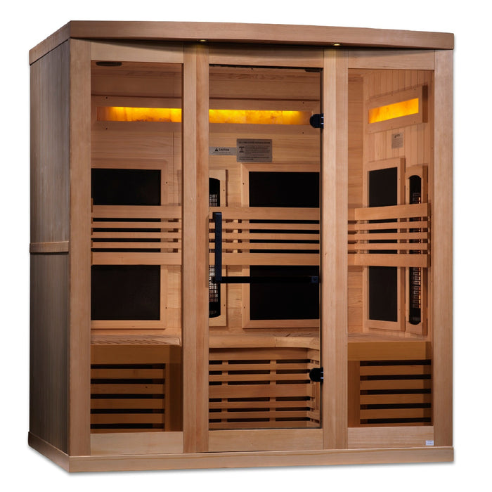 Golden Designs 6-Person Infrared Sanctuary of PureTech™ Brilliance with Himalayan Salt Oasis (Crafted from Canadian Hemlock)