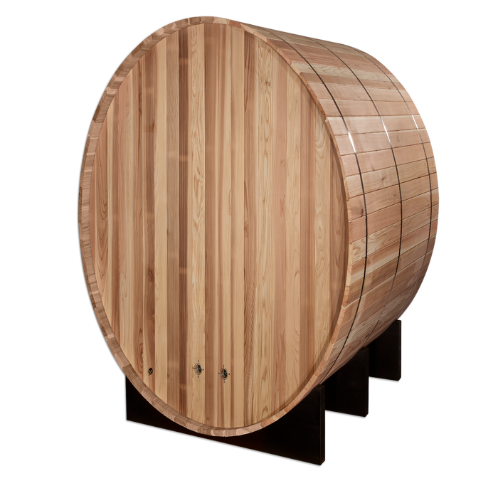 Golden Designs Unveiling the Klosters 6-Person Barrel Sauna Experience