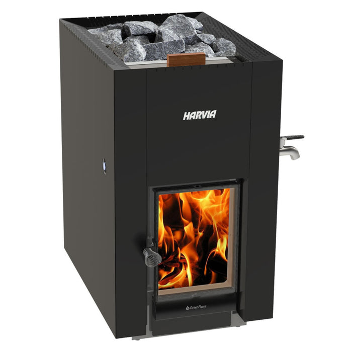 Harvia Linear 22 GreenFlame ES - 15.7 kW With Water Tank Wood Sauna Stove