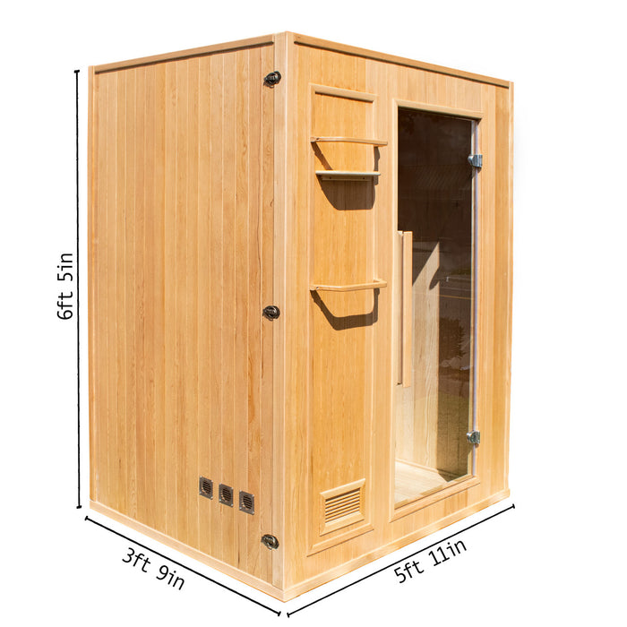 Aleko 3 Person Canadian Hemlock Indoor Sauna With 3kw Heater