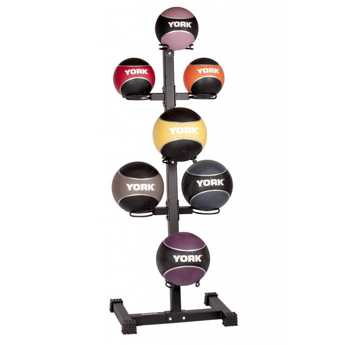 York Barbell A Seven-Ball York Barbell Medicine Ball Storage Rack