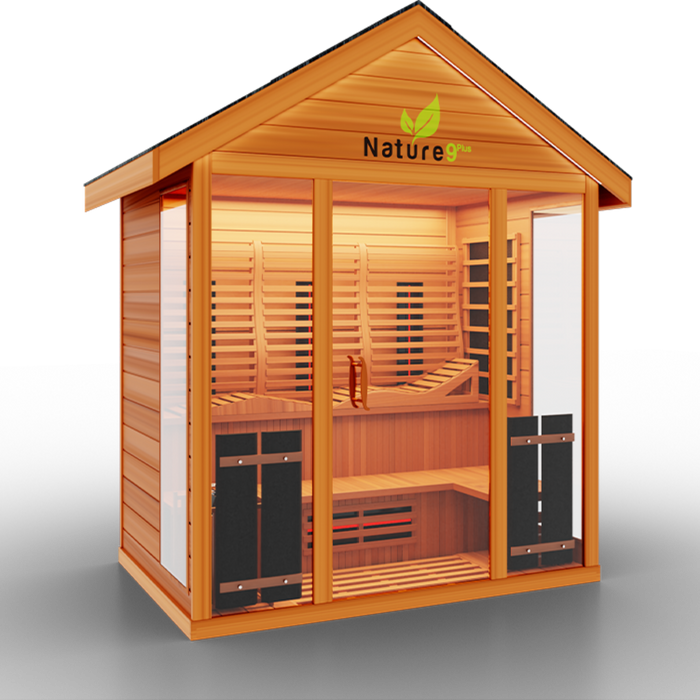 Medical Breakthrough Experience the Nature 9 Plus Sauna - A Fusion of Health, Featuring a Reclining Bench and Side Seating