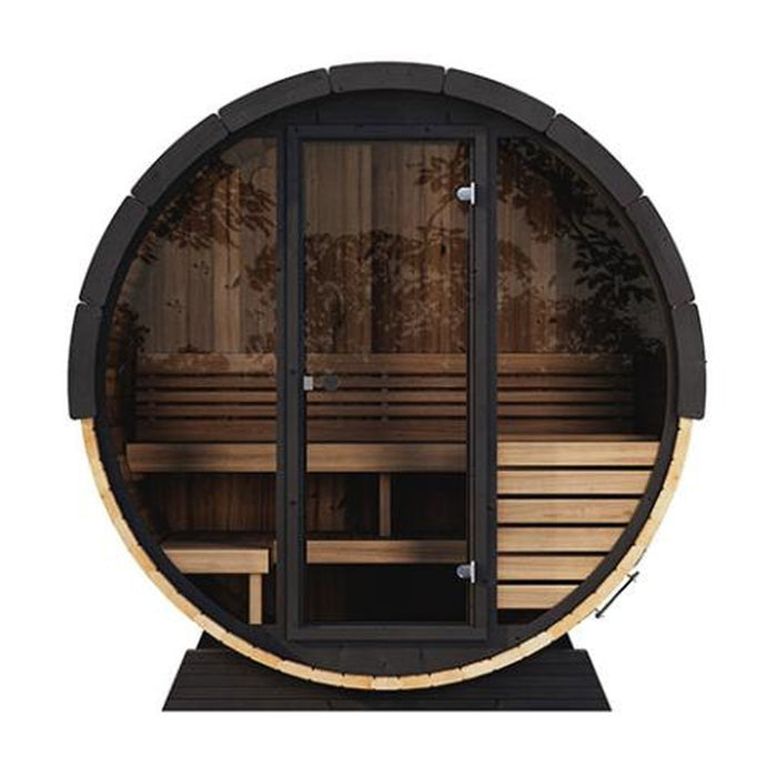 SaunaLife EE6G 4 Person Barrel Sauna With Dark Wood Features