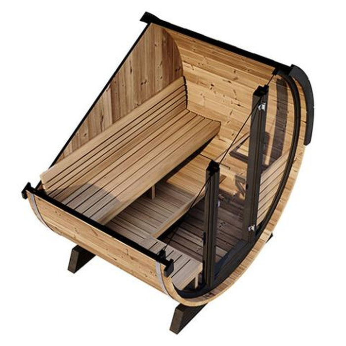 SaunaLife EE6G 4 Person Barrel Sauna With Dark Wood Features