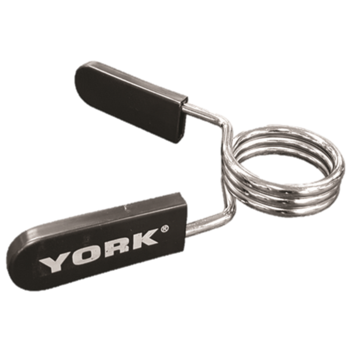 York Barbell Pair of Chrome-Plated York Barbell Spring Collars with Bulk Rubber Handles