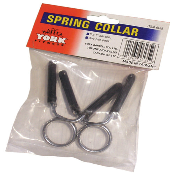 York barbell Pair Up Your Weights with York Barbell's 1-Inch Spring Collars Featuring Rubberized Handles