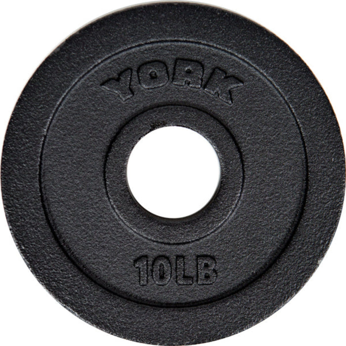 York Barbell Ebony-Coated International Cast Iron Olympic Plates - Strictly Sold in Pairs by York Barbell at 10 lbs.