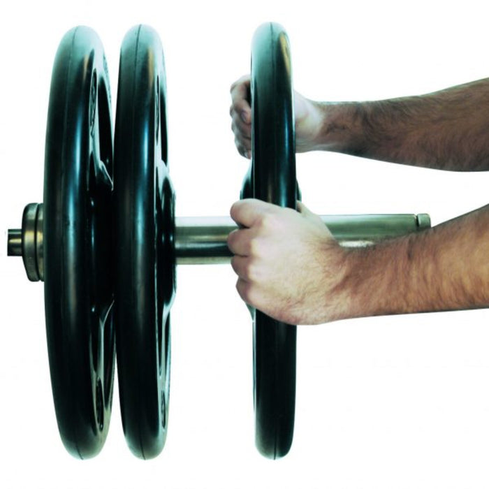 York Barbell's 100 lb Steel Composite Olympic Grip Plate with ISO-GRIP Innovation