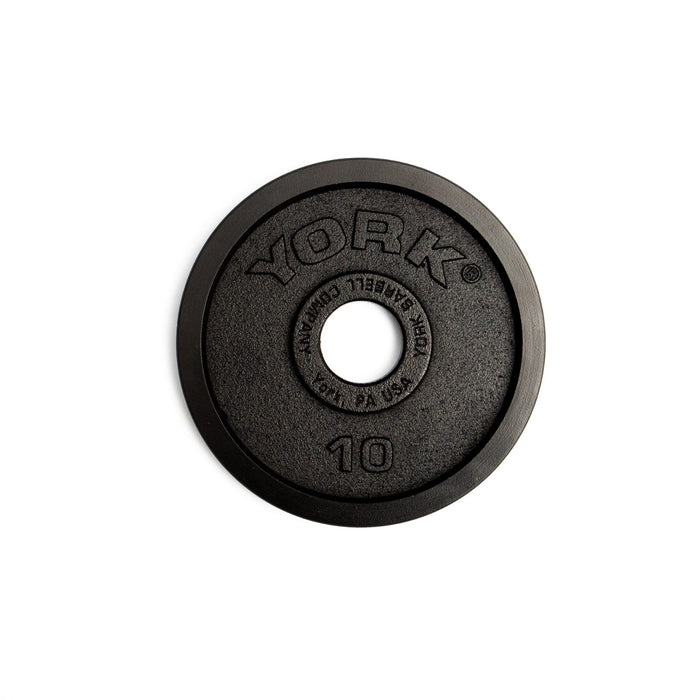 York Barbell 10 lb 'Legacy' Cast Iron Precision Milled Olympic Plates with a 2" Center Opening