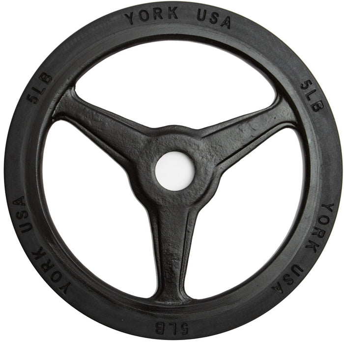 York Barbell 5 lb Cast Aluminum Marvel of York Barbell's Bumper Grip Plate