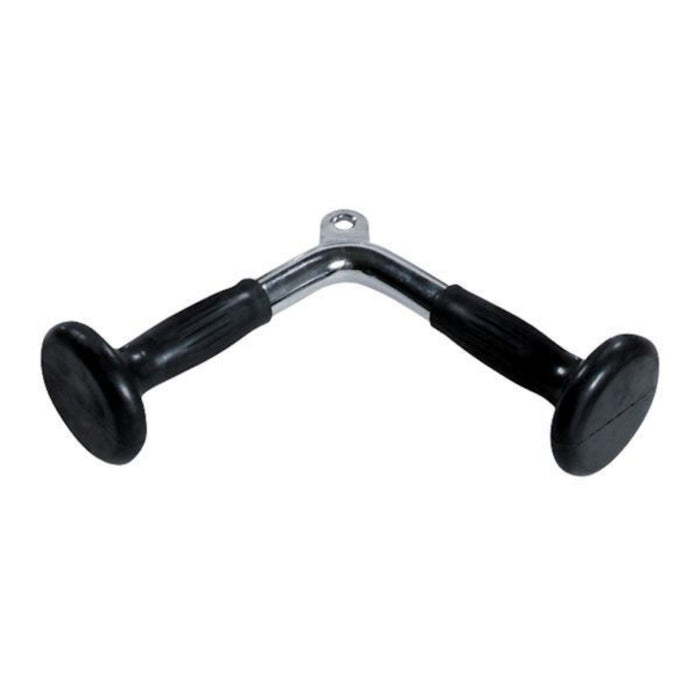 York Barbell Enhance Your Arm Workout with the York Barbell Chrome Triceps Press-Down Bar Featuring Comfortable Rubber Ergo Grips