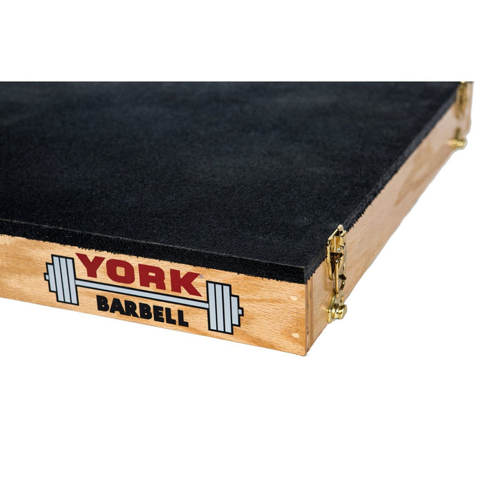 Stackable Plyo/Step-Up Box by York Barbell measuring 24 inches by 24 inches by 12 inches.