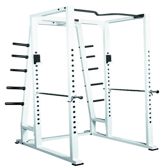 York Barbell's Power Rack with Weight Nest in Elegant White