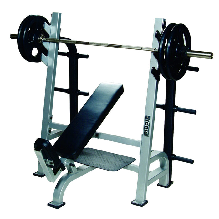 York Barbell ST Incline Bench for Olympic Lifting with Integrated Gun Racks