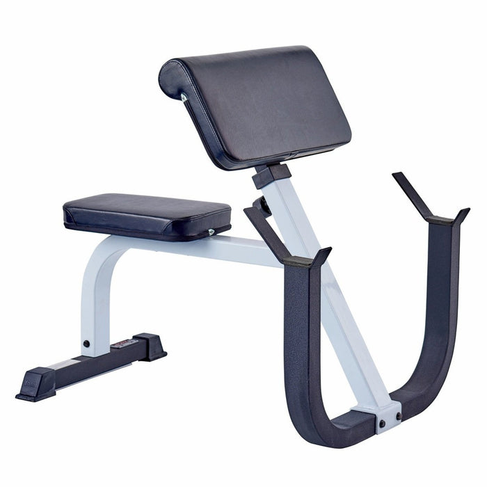 York Barbell FTS Preacher Curl Bench with Ivory Structure and Midnight Cushioning