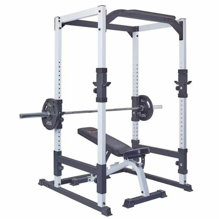 York Barbell's FTS Power Cage in Elegant White