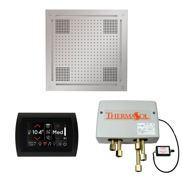 ThermaSol Steam Shower Package SignaTouch 5" Flushmount Control Digital Shower Valve Hydrovive 18 Rainhead